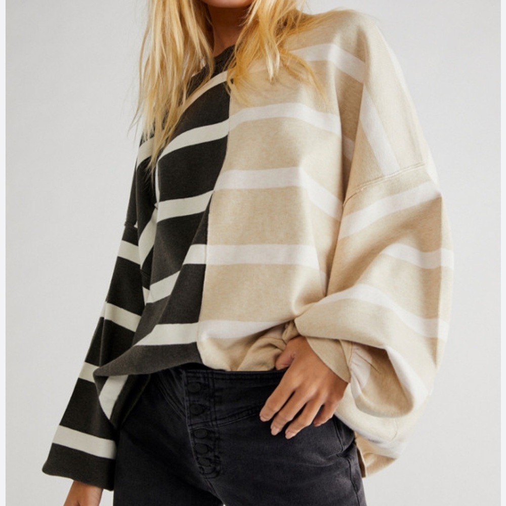 FREE PEOPLE UPTOWN Striped Oversized Sweater